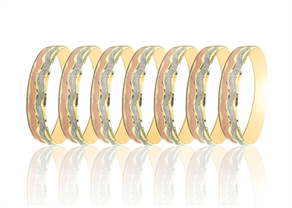  15MM Three Tone Plated Bangles